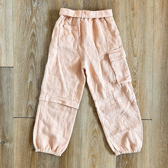 ZARA Girls Belted Zip Front Peach Pink Cargo Pants Size 9 - Picture 3 of 4